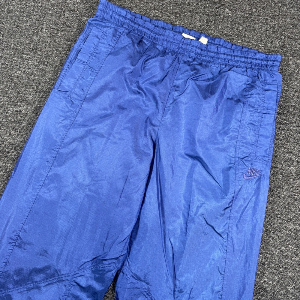 Nike Track Pants Mens Medium Blue Vintage Nylon Mesh Lined Ankle Zip Joggers